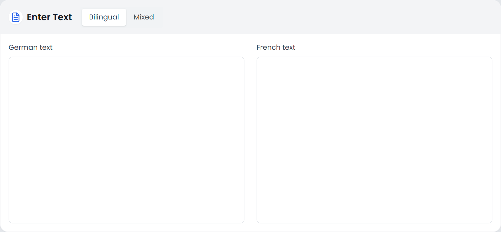 Enter Text: bilingual mode and mixed mode (light)