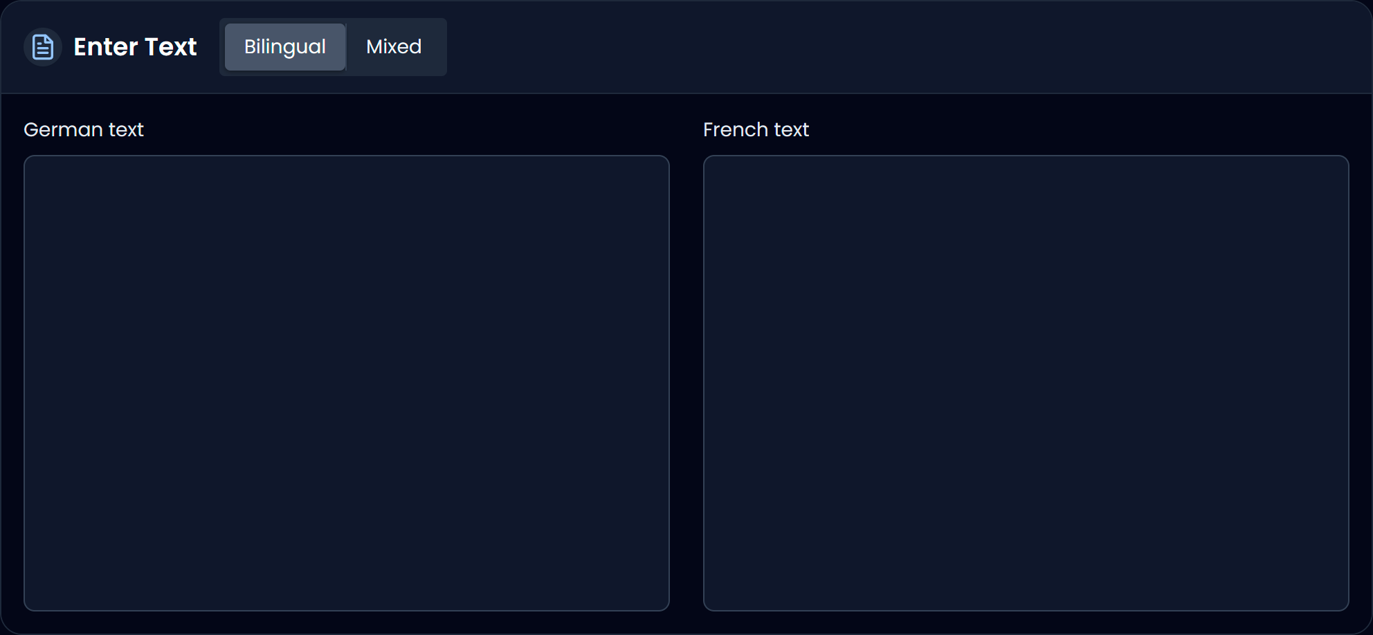 Enter Text: bilingual mode and mixed mode (dark)