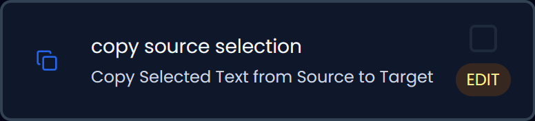 Copy selected text from source to target (dark)