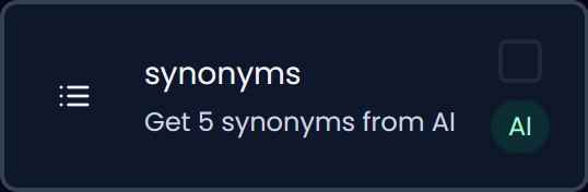 Get synonyms (AI) (dark)