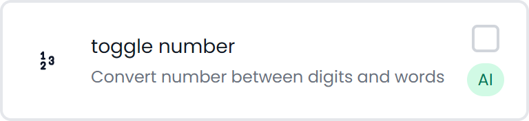 Toggle number digits/words (AI) (light)