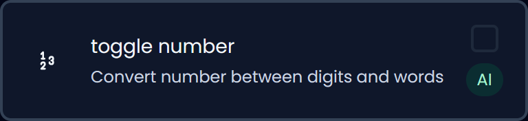Toggle number digits/words (AI) (dark)