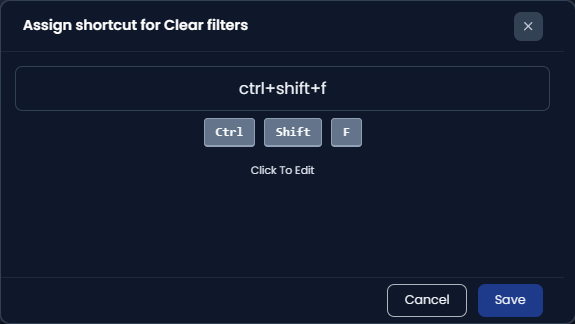 Changing a shortcut (dark)